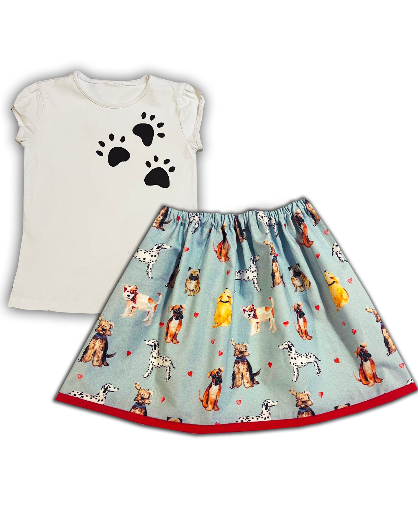 Girls Dog Skirt and T-Shirt