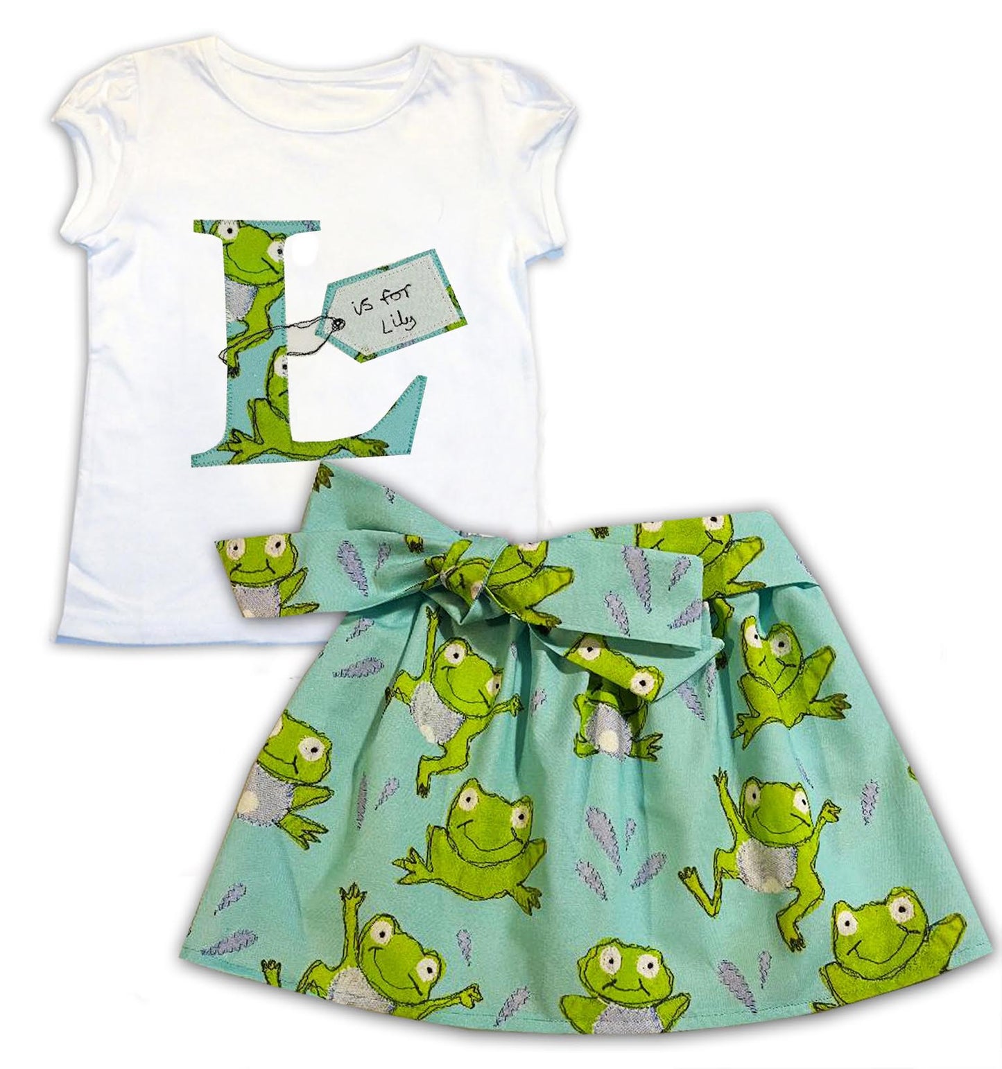 Girl's Frog Personalised Skirt and T-shirt Outfit