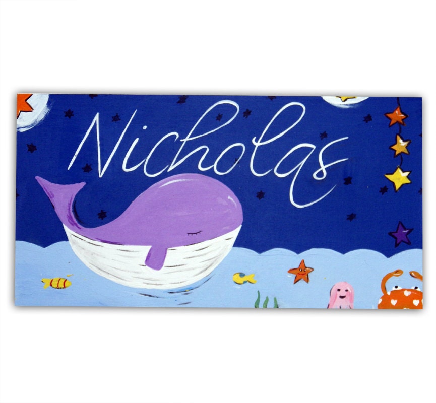 Personalised Whale Clock and Door Sign Gift Set