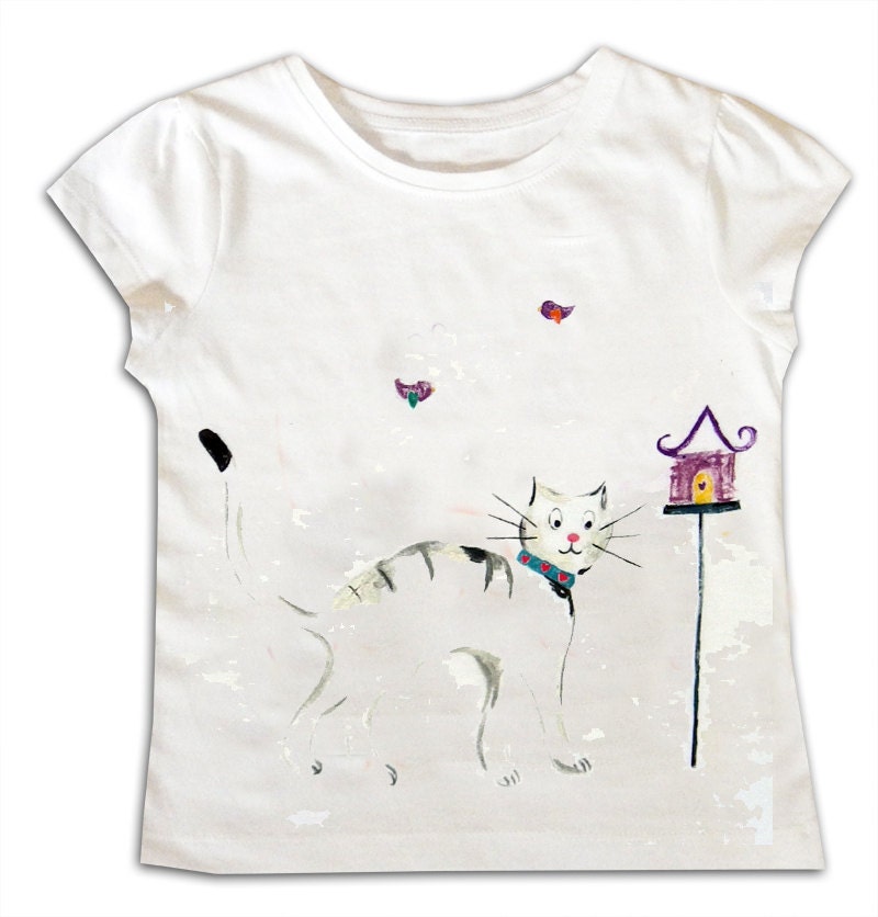 Girls White Cat T-Shirt and Skirt