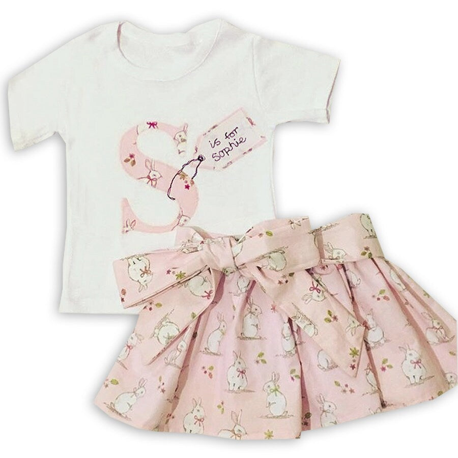 Girl's Personalised Rabbit Skirt and T-Shirt Outfit