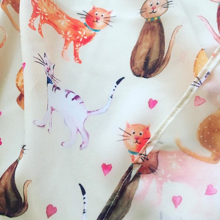 Large Cat Chiffon Scarf, Woman's Scarf, Spring Summer Autumn Scarf, Gifts for her, Mother's Day Gift, Gift for Cat Lover