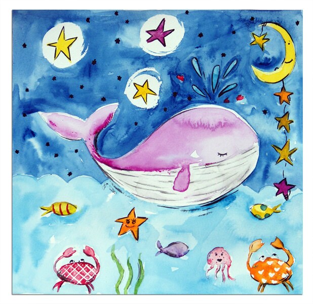Whale Art - watercolour