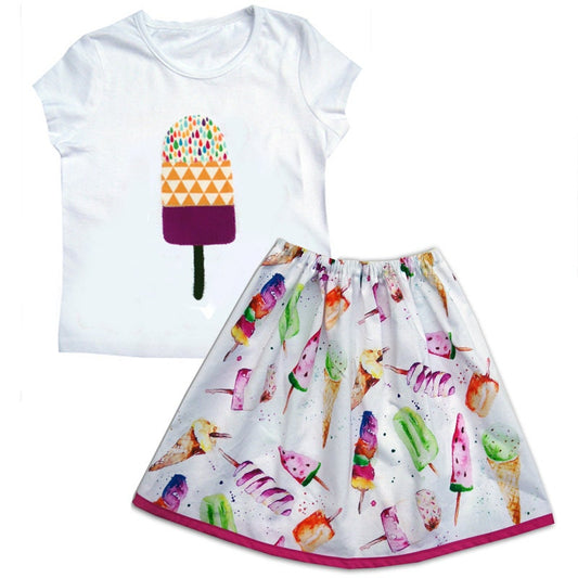 Girls Ice Lolly Skirt and T-Shirt Outfit