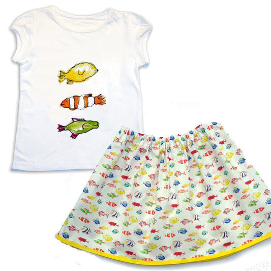 Girl's Fish Skirt and T-shirt Outfit