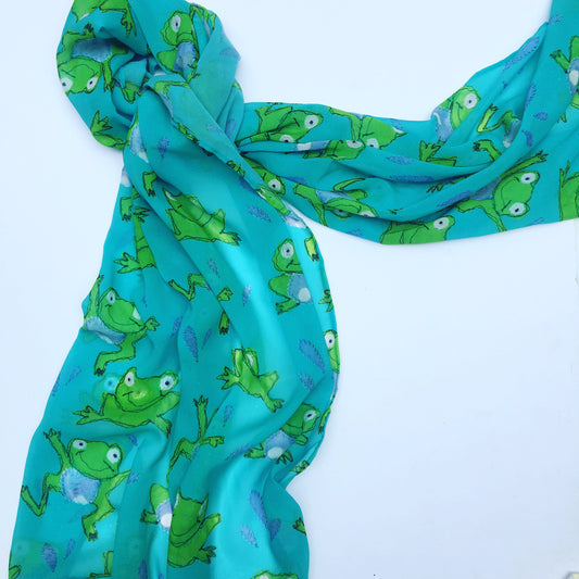 Large Frog Chiffon Scarf, Woman's Scarf, Spring Summer, Autumn Scarf, Gifts for her,  Mother's Day Gift