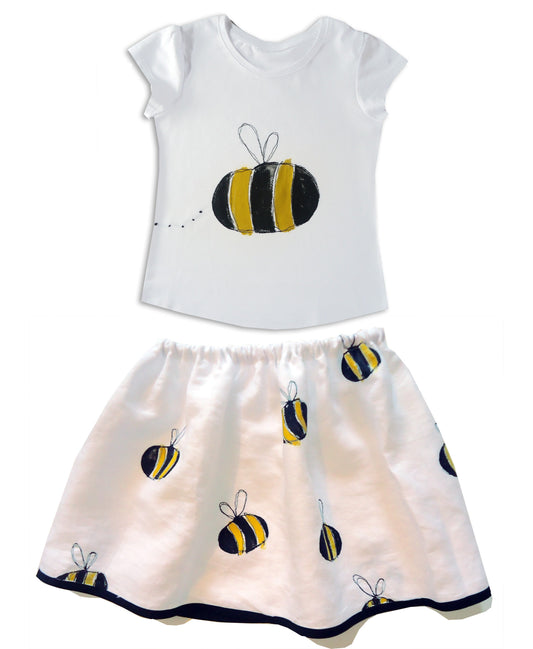 Girl's Bumble Bee Skirt and T-shirt Outfit