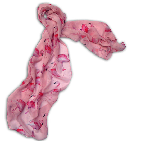 Large Flamingo Chiffon Scarf, Woman's Scarf, Spring Summer Autumn Scarf, Gifts for her, Mother's Day Gift, Gift for Flamingo Lover