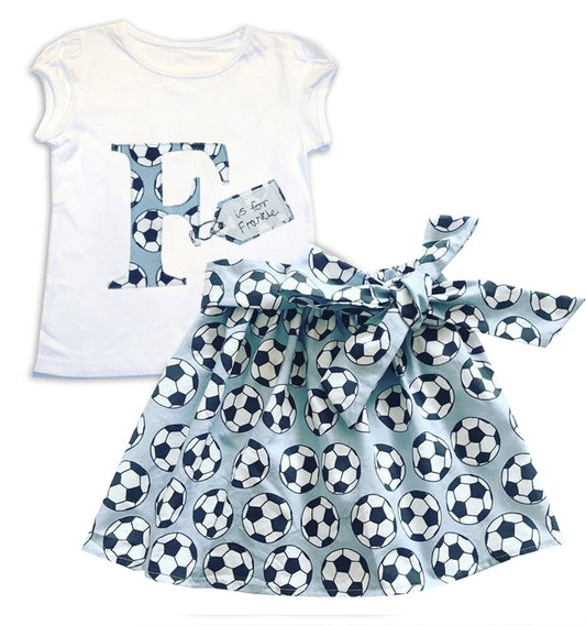 Girl's Football Personalised Skirt and T-shirt Outfit