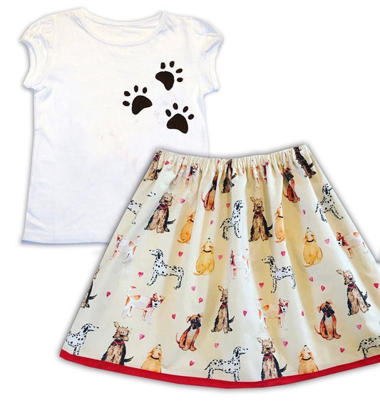 Girls Dog Skirt and T-Shirt