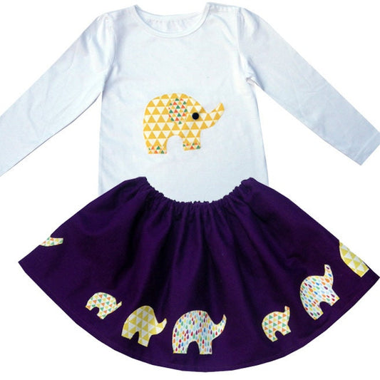 Girl's Elephant Skirt and T-Shirt